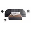 Bowery Hill Contemporary Soft Gray Durable Velvet Queen Bed with Gold Steel Legs