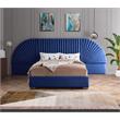 Bowery Hill Contemporary Soft Navy Durable Velvet King Bed with Gold Steel Legs