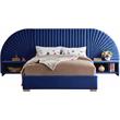 Bowery Hill Contemporary Soft Navy Durable Velvet King Bed with Gold Steel Legs