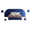 Bowery Hill Contemporary Soft Navy Durable Velvet King Bed with Gold Steel Legs