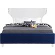 Bowery Hill Contemporary Soft Navy Velvet Queen Bed - Acrylic Headboard and Legs