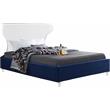 Bowery Hill Contemporary Soft Navy Velvet Queen Bed - Acrylic Headboard and Legs