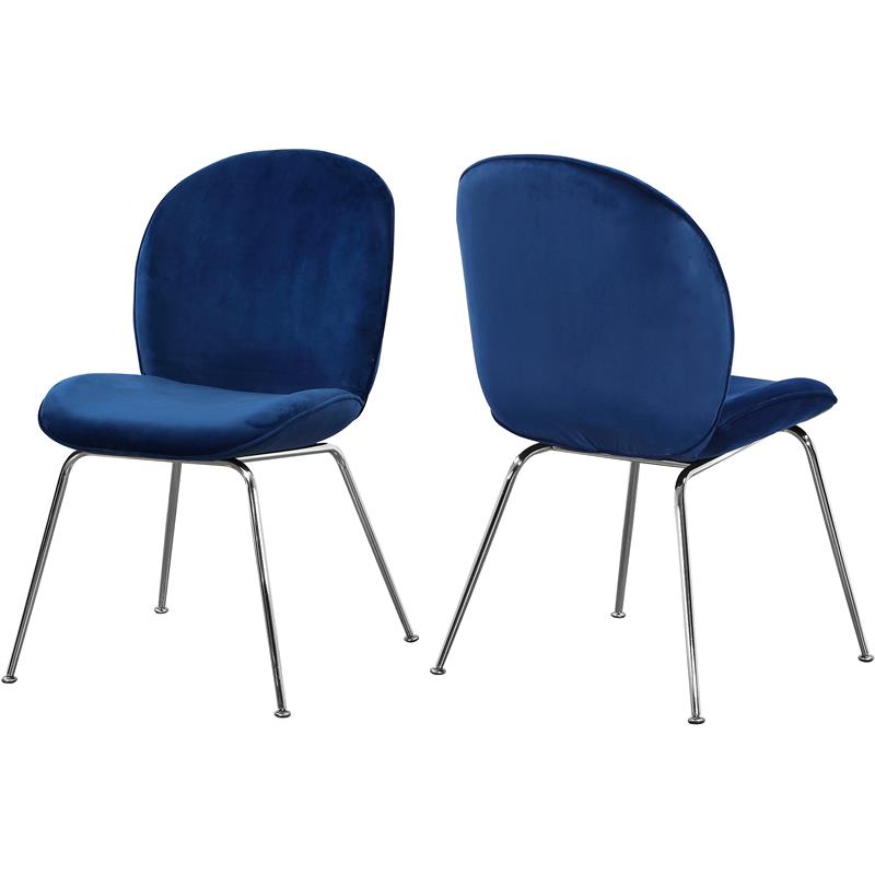 Bowery Hill Contemporary Upholstered Navy Velvet Dining Chair (Set of 2)