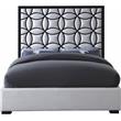 Bowery Hill Contemporary White Velvet King Bed with Matte Black Steel Frame