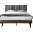 Bowery Hill Contemporary Upholstered Gray Durable Linen Fabric Queen Bed