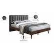 Bowery Hill Contemporary Upholstered Gray Durable Linen Fabric Queen Bed