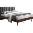 Bowery Hill Contemporary Upholstered Gray Durable Linen Fabric Queen Bed