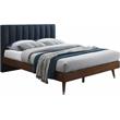 Bowery Hill Contemporary Upholstered Navy Durable Linen Fabric King Bed
