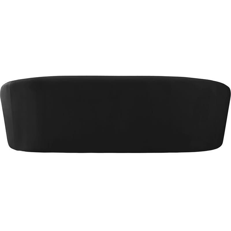 Bowery Hill Contemporary Curved Back Upholstered Black Velvet Sofa
