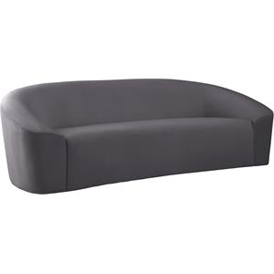 Bowery Hill Contemporary Curved Back Upholstered Gray Velvet Sofa