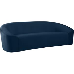 Bowery Hill Contemporary Curved Back Upholstered Navy Velvet Sofa