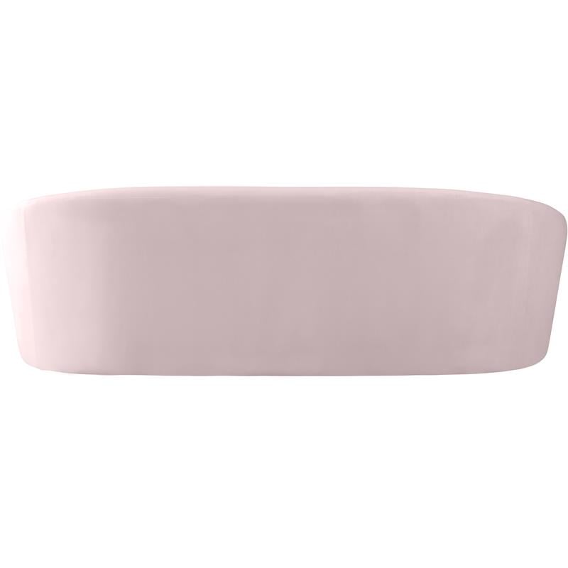 Bowery Hill Contemporary Curved Back Upholstered Pink Velvet Sofa