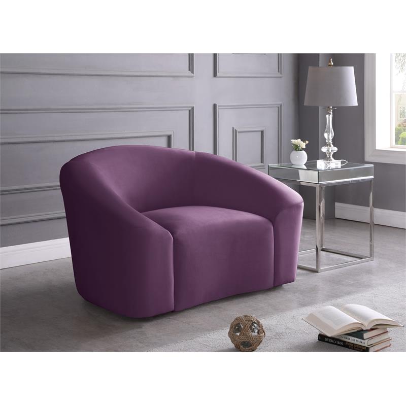 Bowery Hill Contemporary Curved Back Upholstered Purple Velvet Chair