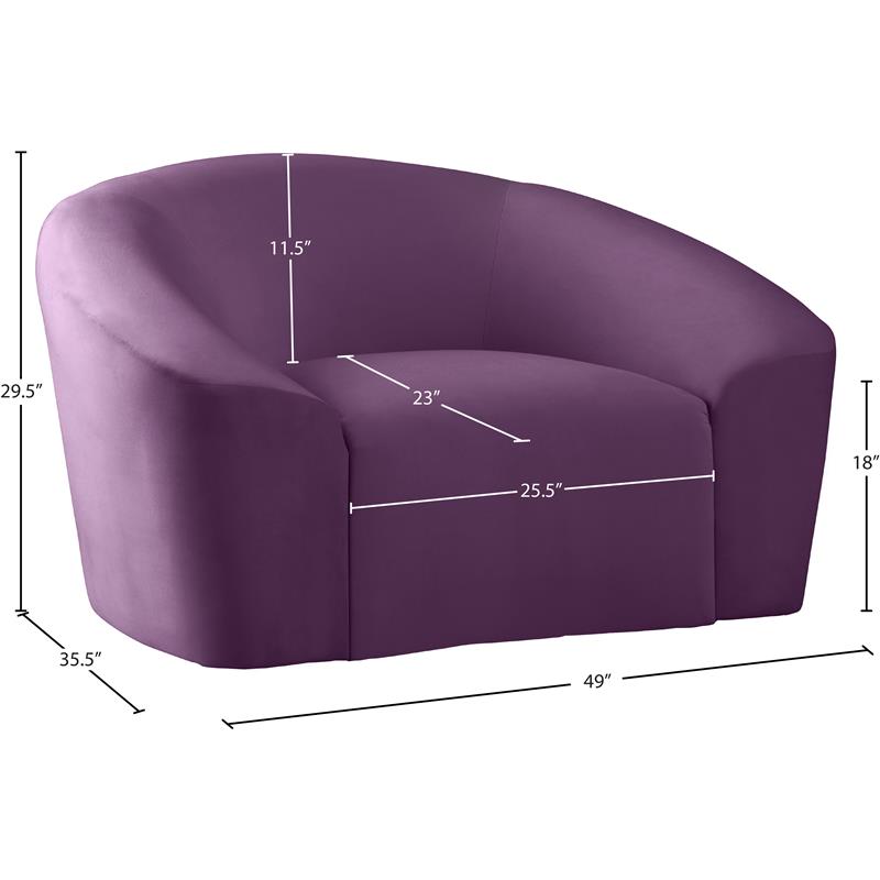 Bowery Hill Contemporary Curved Back Upholstered Purple Velvet Chair