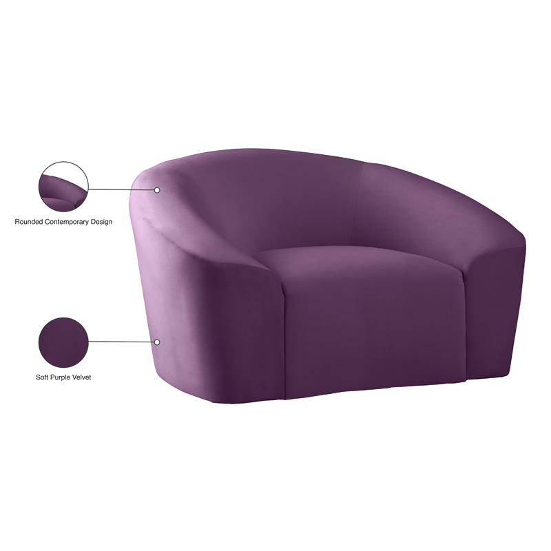Bowery Hill Contemporary Curved Back Upholstered Purple Velvet Chair