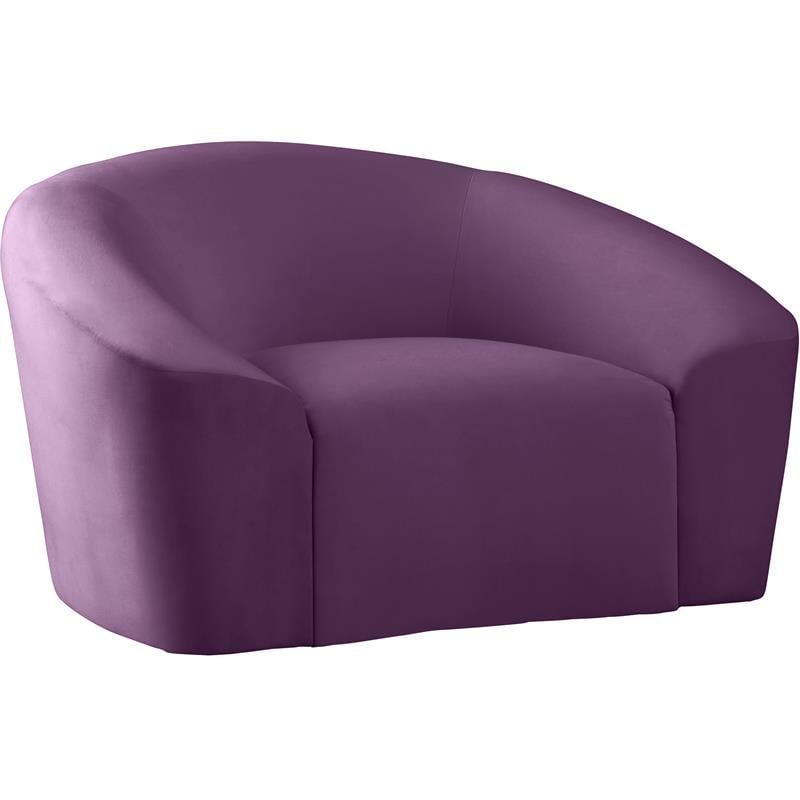 Bowery Hill Contemporary Curved Back Upholstered Purple Velvet Chair