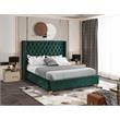 Bowery Hill Contemporary Deep Detailed Tufted Green Velvet Full Bed