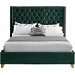 Bowery Hill Contemporary Deep Detailed Tufted Green Velvet Full Bed