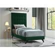 Bowery Hill Contemporary Deep Button Tufted Soft Green Velvet Twin Bed