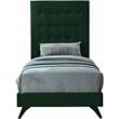 Bowery Hill Contemporary Deep Button Tufted Soft Green Velvet Twin Bed