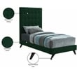 Bowery Hill Contemporary Deep Button Tufted Soft Green Velvet Twin Bed