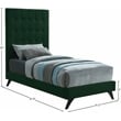 Bowery Hill Contemporary Deep Button Tufted Soft Green Velvet Twin Bed