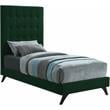 Bowery Hill Contemporary Deep Button Tufted Soft Green Velvet Twin Bed