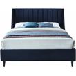 Bowery Hill Contemporary Soft Navy Velvet Upholstered Queen Bed