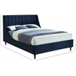 Bowery Hill Contemporary Soft Navy Velvet Upholstered Queen Bed