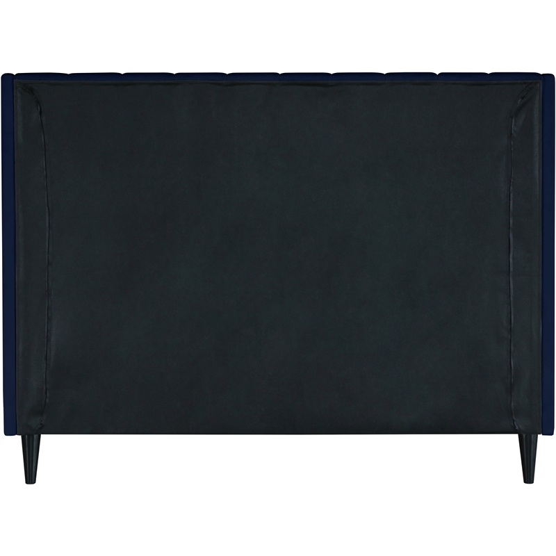 Bowery Hill Contemporary Soft Navy Velvet Upholstered King Bed
