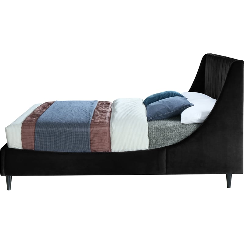 Bowery Hill Contemporary Soft Black Velvet Upholstered Full Bed