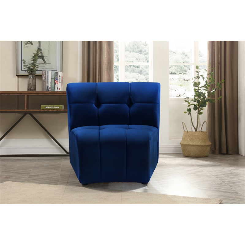Bowery Hill Contemporary Deep Channel Tufted Soft Navy Velvet Modular Chair