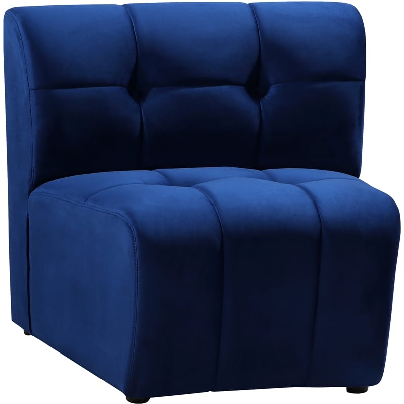 Bowery Hill Contemporary Deep Channel Tufted Soft Navy Velvet Modular Chair