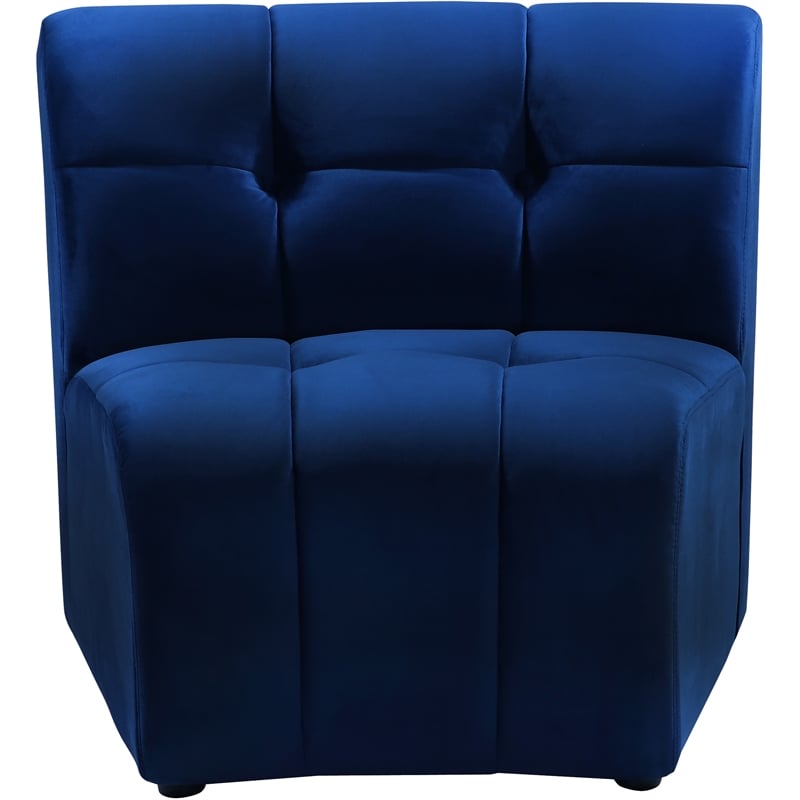 Bowery Hill Contemporary Deep Channel Tufted Soft Navy Velvet Modular Chair