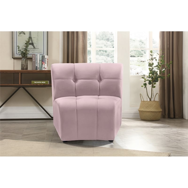 Bowery Hill Contemporary Deep Channel Tufted Soft Pink Velvet Modular Chair
