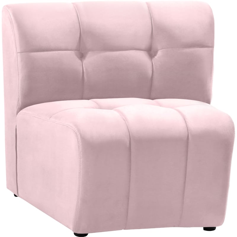 Bowery Hill Contemporary Deep Channel Tufted Soft Pink Velvet Modular Chair