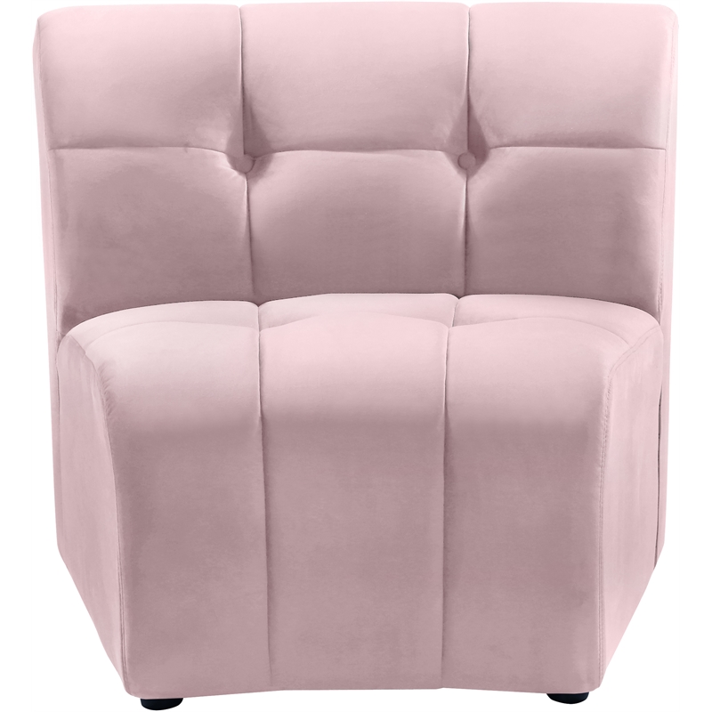 Bowery Hill Contemporary Deep Channel Tufted Soft Pink Velvet Modular Chair