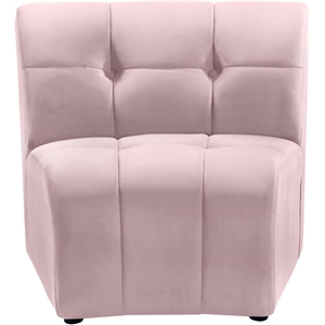 Bowery Hill Contemporary Deep Channel Tufted Soft Pink Velvet Modular Chair
