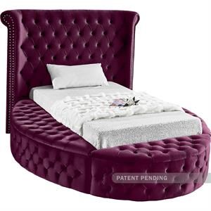 Bowery Hill Contemporary Deep Button Tufted Purple Velvet Twin Bed