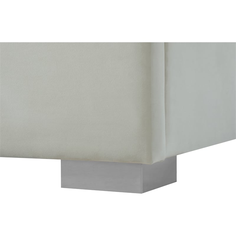 Bowery Hill Contemporary Cream Velvet Twin Bed with Gold/Chrome Legs Included