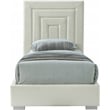 Bowery Hill Contemporary Cream Velvet Twin Bed with Gold/Chrome Legs Included