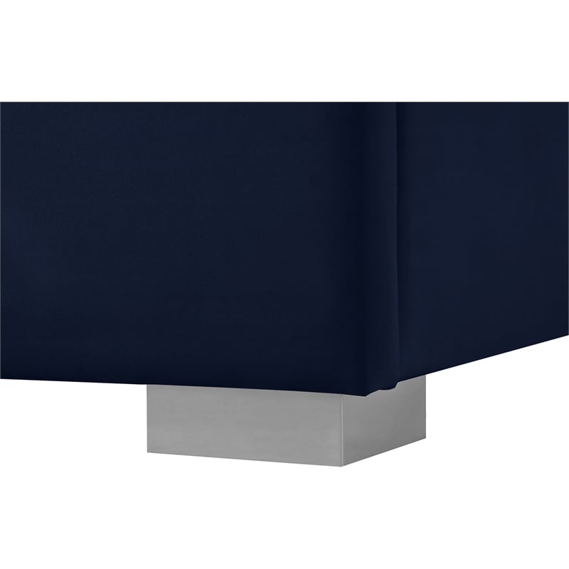 Bowery Hill Contemporary Navy Velvet King Bed with Gold/Chrome Legs Included