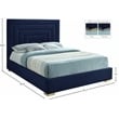 Bowery Hill Contemporary Navy Velvet King Bed with Gold/Chrome Legs Included