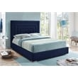 Bowery Hill Contemporary Navy Velvet King Bed with Gold/Chrome Legs Included
