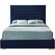 Bowery Hill Contemporary Navy Velvet King Bed with Gold/Chrome Legs Included