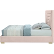 Bowery Hill Contemporary Pink Velvet King Bed with Gold/Chrome Legs Included