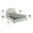 Bowery Hill Contemporary Cream Velvet King Bed in Acrylic Finish