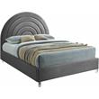 Bowery Hill Contemporary Gray Velvet King Bed in Acrylic Finish
