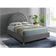Bowery Hill Contemporary Gray Velvet Queen Bed in Acrylic Finish