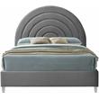 Bowery Hill Contemporary Gray Velvet Queen Bed in Acrylic Finish